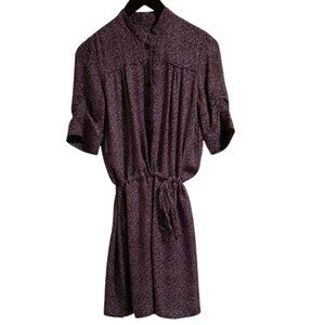 Pippa 100% Silk Navy w/ Red and Pink Polka Dots Drawstring Shirt Dress - Size 6